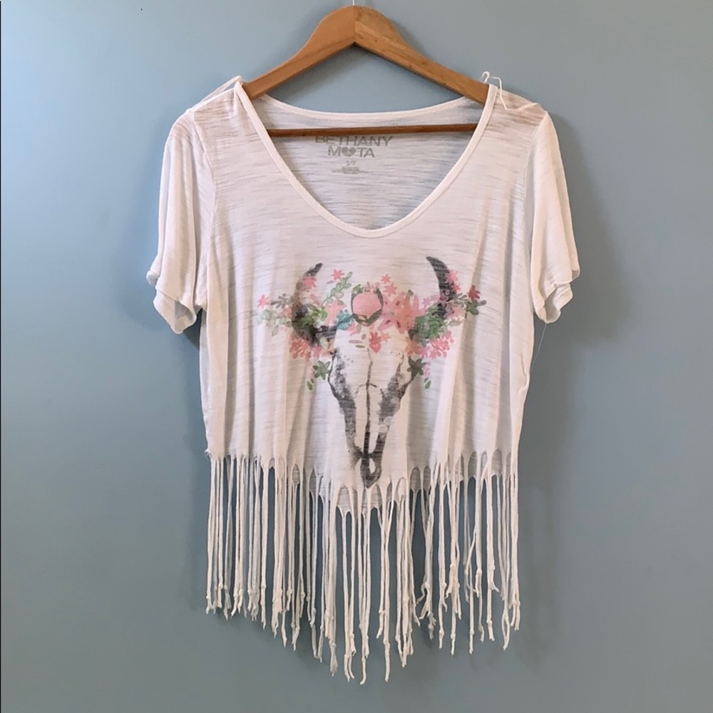 White Frill crop top with festive bull